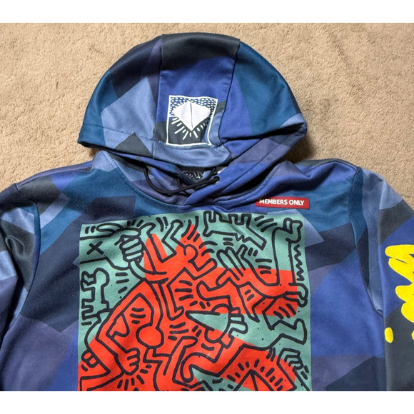 Keith Haring x Members Only Hoodie Mens Graffiti Art 2 Sided Size M - Picture 4 of 11